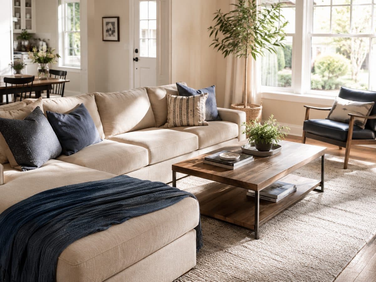 A tidy, freshly cleaned living room